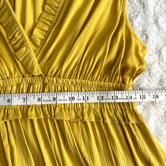 NEW Anthropologie Maeve La Habana Mango Yellow Ruffle Sleeveless Midi Dress L - Picture 10 of 10